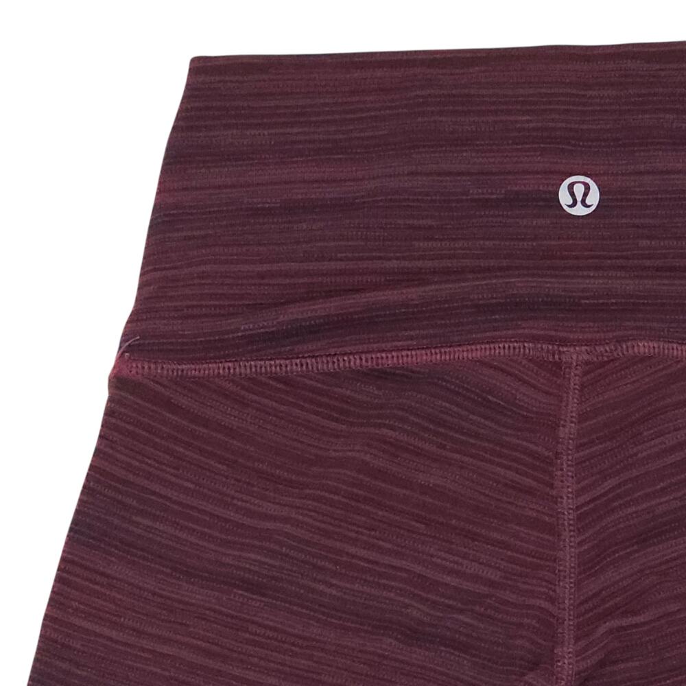 Lululemon Wunder Under Crop Leggings Womens 2 Purple Striped Stretch Yoga - Picture 9 of 12